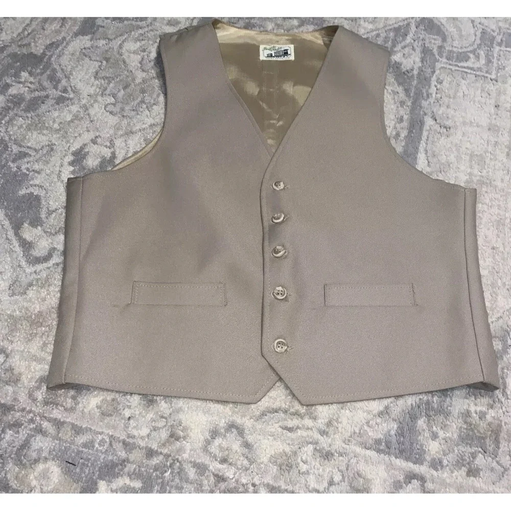 Angels Flight Men's 5 Button Beige‎ Vest Front Pockets Size 42